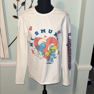 Smurfs White Long Sleeve juniors  Shirt